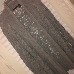 Heather B Gray knitted lace duster